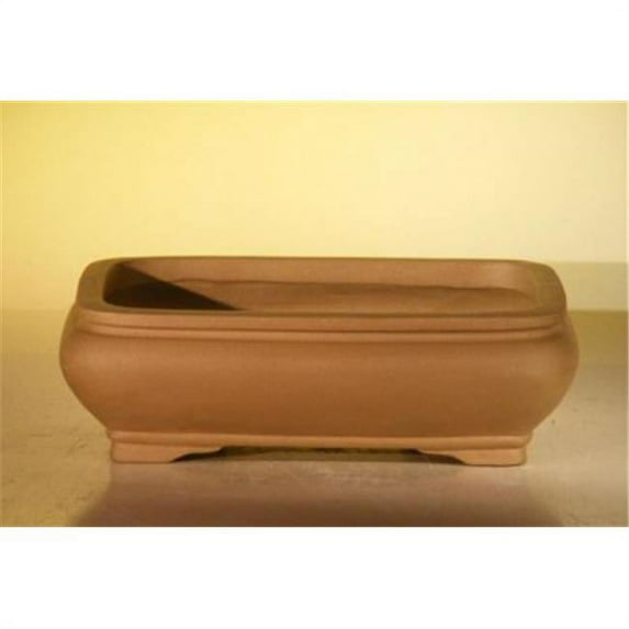 Bonsai Boy L308 10 x 7.825 x 3.125 in. Unglazed Ceramic Bonsai Pot, Tan - Rectangle