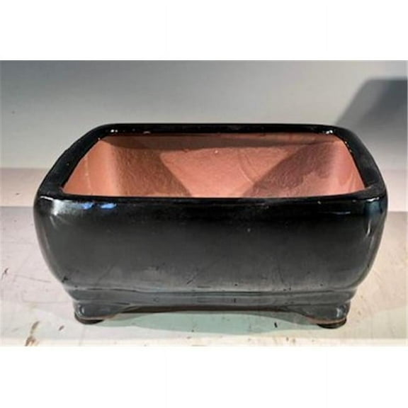 Bonsai Boy L352 Ceramic Bonsai Pot, Black - Rectangle