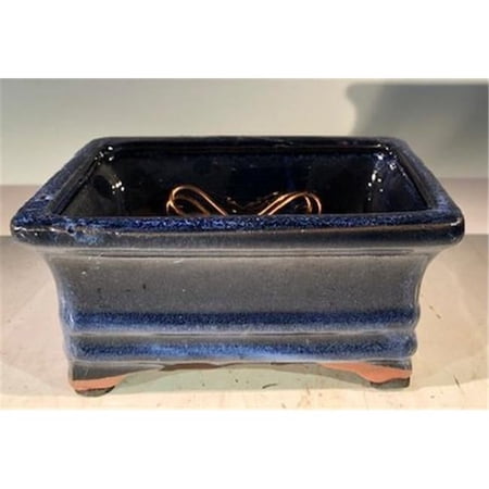 Bonsai Boy L359 Ceramic Bonsai Pot, Marble Blue - Rectangle