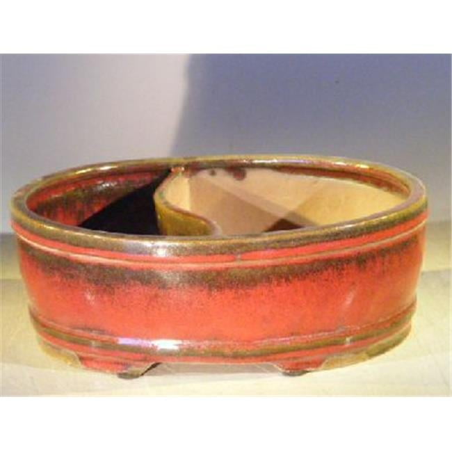 BBoNY Ceramic Bonsai Pot – Parisian Red Square With Humidity Tray, 5.25x5.25x5.5