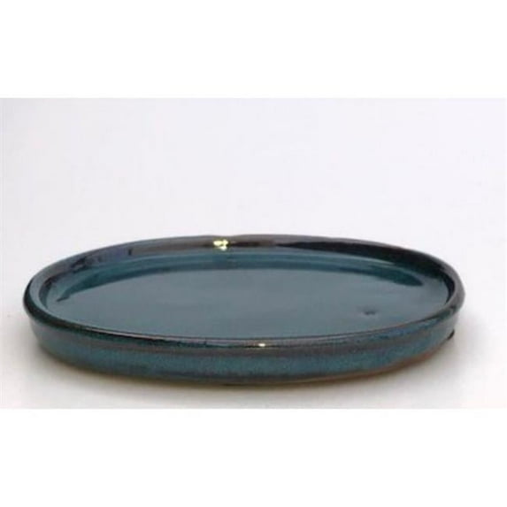 Bonsai Boy T1018 7.25 x 5.5 x 0.5 in. OD 6.75 x 5 x 0.25 in. ID Oval Ceramic Humidity & Drip Tray, Blue