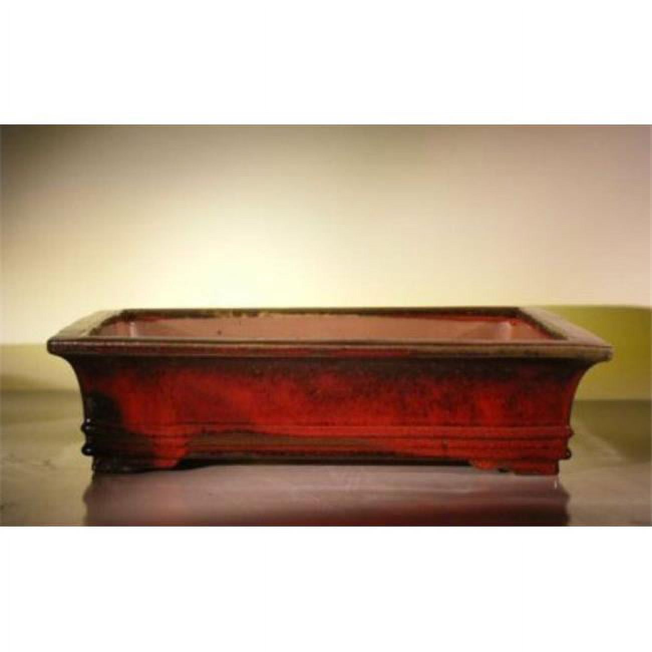 Bonsai Boy of New York 20.25 x 16.5 x 5 in. Parisian Red Ceramic Bonsai Pot, Rectangle