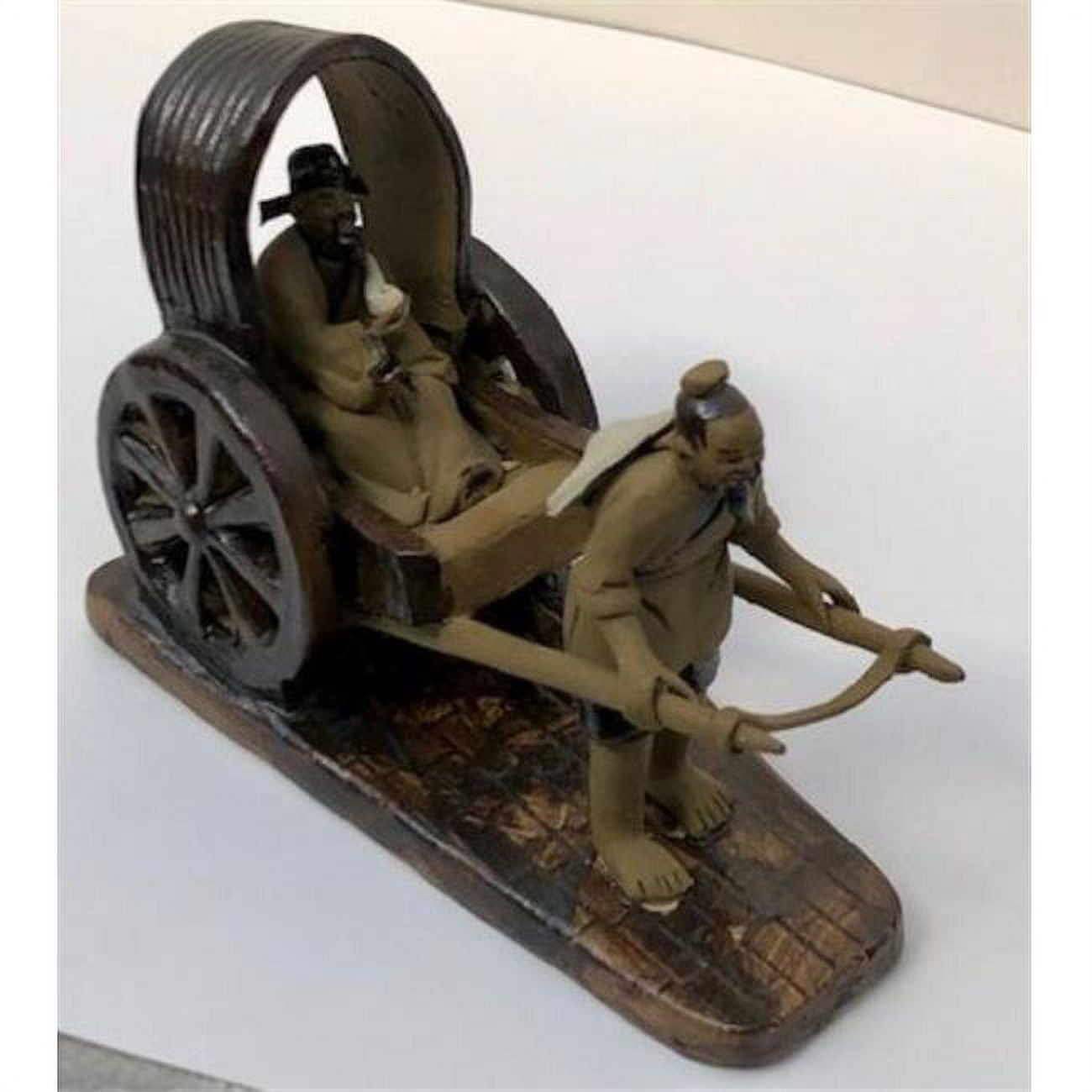Bonsai Boy of New York e3531 4 in. Mud Man Pulling Rickshaw Miniature Ceramic Figurine