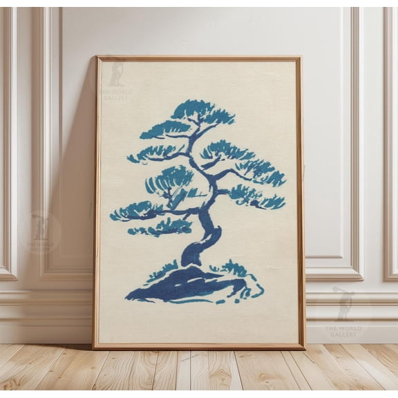 Bonsai Cascade Poster Japanese Botanical Art Minimal Tree Zen Decor, Unframed Poster