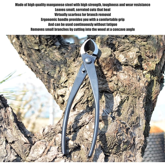 Bonsai Concave  Cutter, 200mm Long Hand Tool Forged Knob Manganese Steel Diagonal Pliers for Gardening Modeling