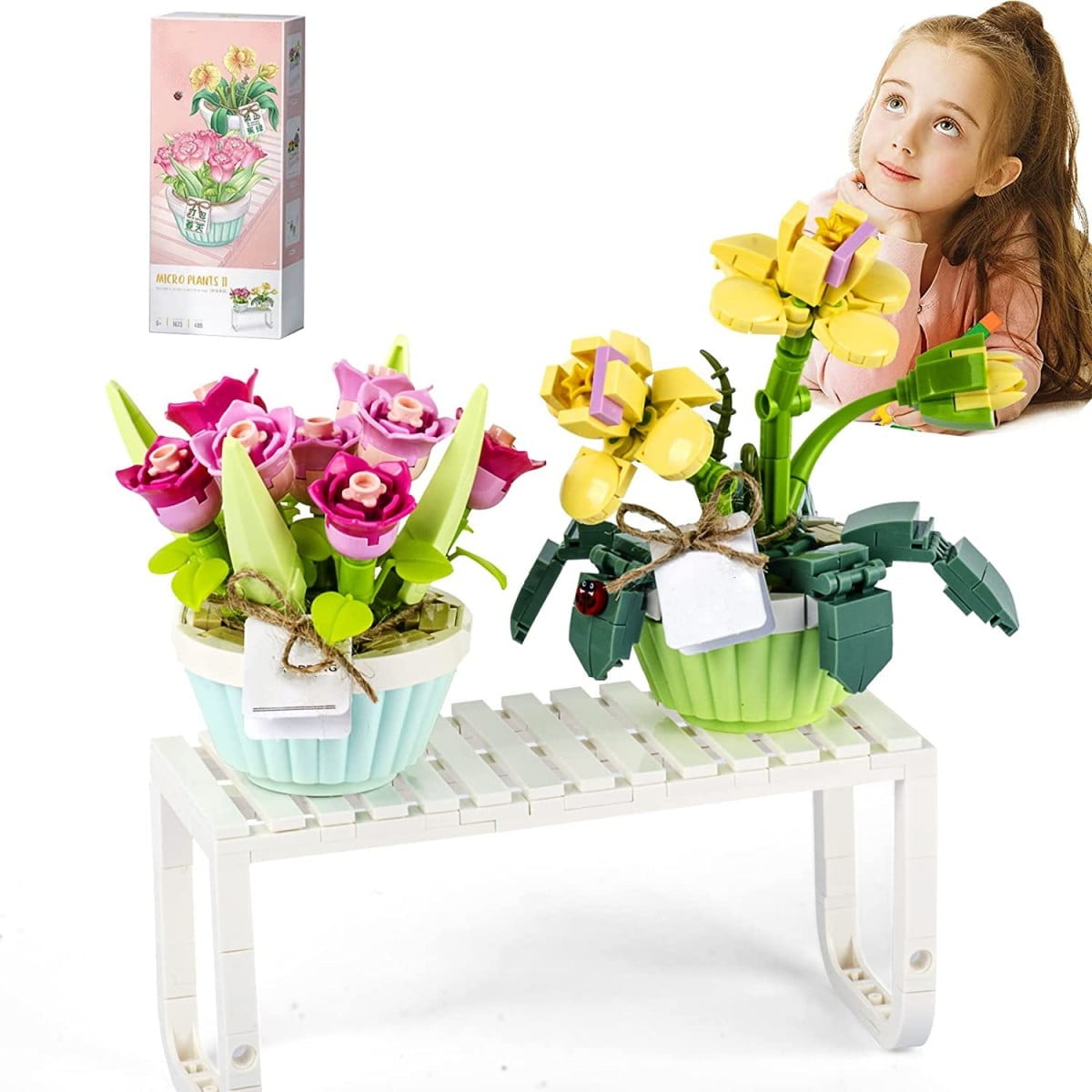 Bonsai Flowers Building Building Blocks Set for Girls and Adult, 409pcs