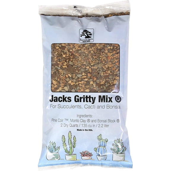 Bonsai Jack Succulent, Cactus and Bonsai Soil - Jacks Gritty Mix - 2 Quarts Fast Draining Fight Root Rot Optimized pH
