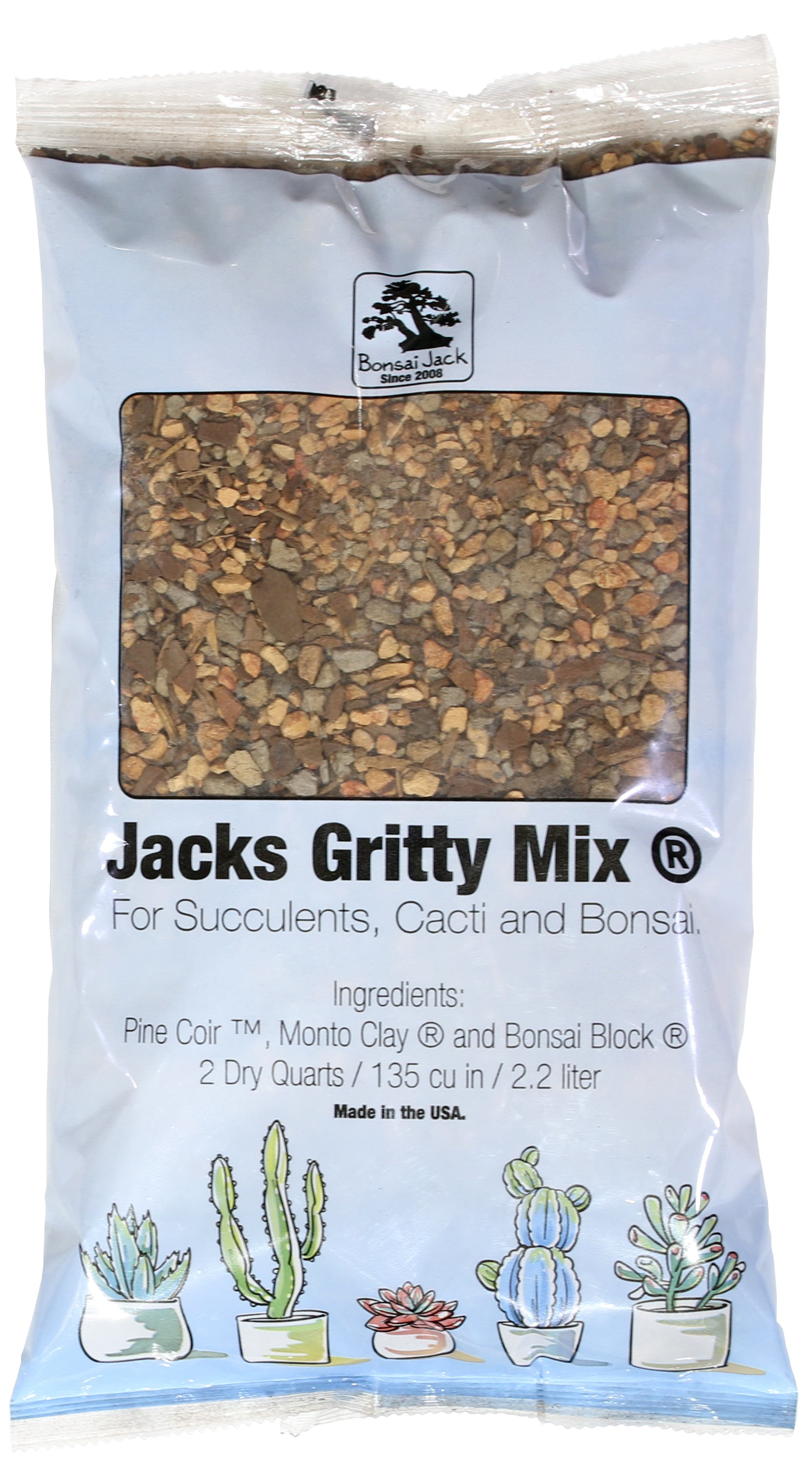 Bonsai Jack Succulent and Cactus Soil - Gritty Mix 2 Quarts Fast Draining Fight Root Rot – Optimized pH - Walmart.com