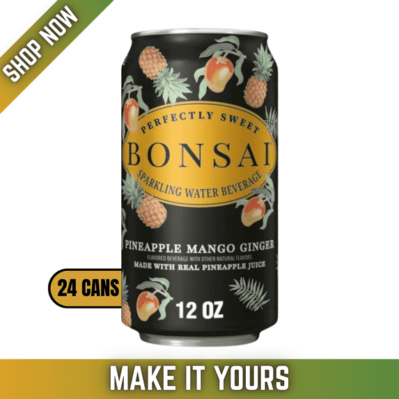 Bonsai™ Mango Pineapple Ginger Sweetened Sparkling Water, 12 oz Cans, 24 Pack