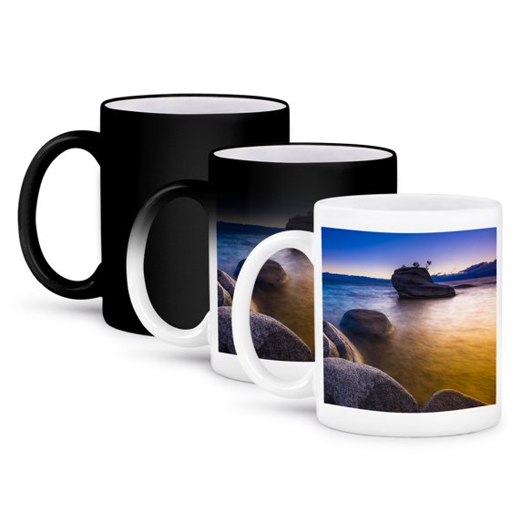 3drose, Bonsai Rock at Sunset, Lake Tahoe, Nevada Usa, 11oz Magic Transforming Mug