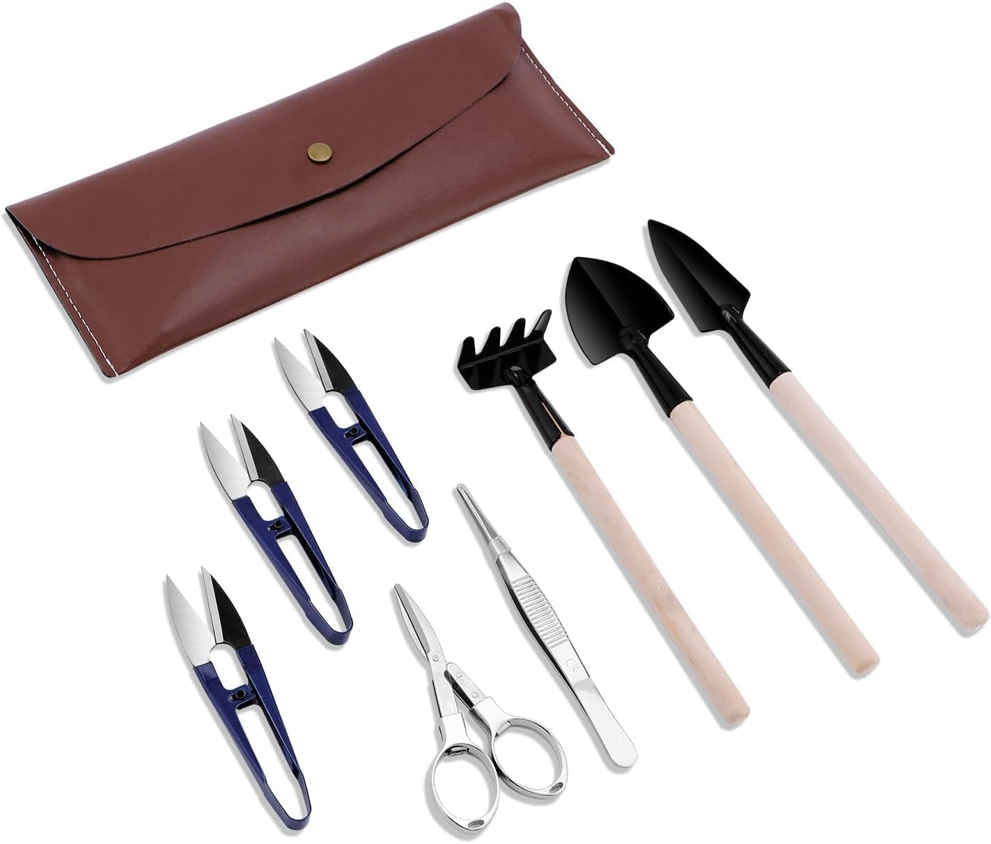 Bonsai Set - Include Pruner,Fold Scissors,Mini Rake,Bud & Leaf Trimmer ...