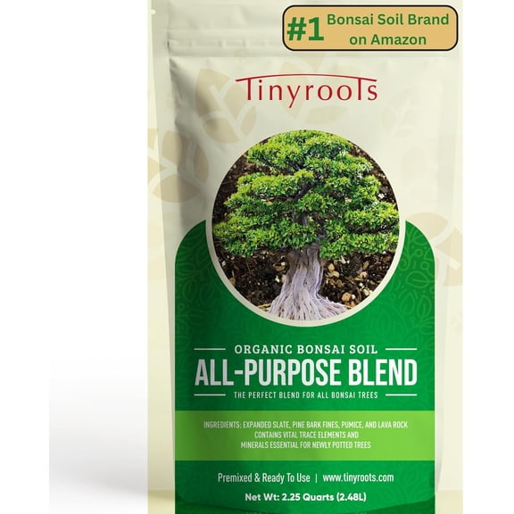 Bonsai Soil Mix by Tinyroots - All Purpose Ready to Use Blend, Used for Varieties of Trees, 2.25 Quarts