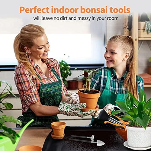 Bonsai Tools Set, 20 Pcs Gardening Succulent Tree Indoor Beginner Tool Kit, Include 262 Feet Bonsai Wire, 29.5"x29.5" Plant Repotting Mat, Leather Bag, Bonsai Scissors, Pruning Shears, Gifts for