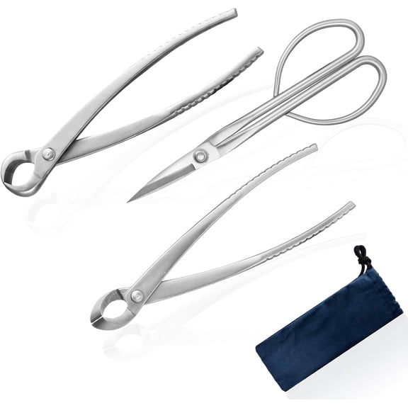 Bonsai Tools Set, 3-Piece Bonsai Tree Tools Includes Knob Cutter, Concave Cutter, Bonsai Scissors for Precision Trimming and Plant Care, Bonsai Trimming Kit 3 tools