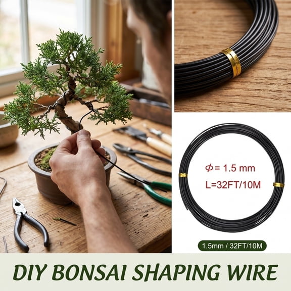 Bonsai Training Wire For Tree Styling And Plant Support, Black Aluminum Wire For Controlled Branch Shaping And Creative Garden DIY, Single Roll