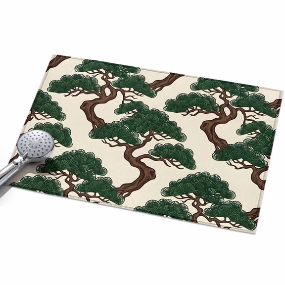 Bonsai Tree Entryway Rug 2x3ft Washable Non Slip Bathroom Rug Indoor Floor Front Door Mat Botanical Pine Japanese Zen Evergreen Eastern Rectangle Area Rugs Carpet for Kitchen Office Dining Room Home
