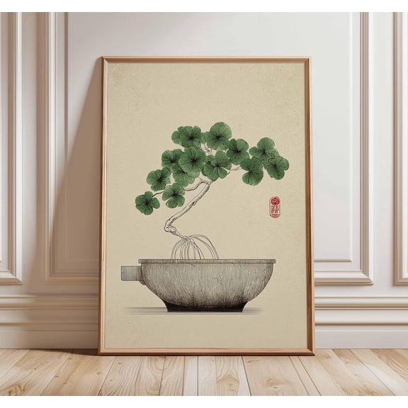 Bonsai Tree Japanese Wall Art Zen Minimalist Asian Ink Artwork Unframed Paper Print