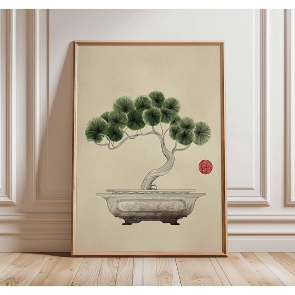 Bonsai Tree Japanese Wall Art Zen Minimalist Asian Ink Decor Unframed Paper Print