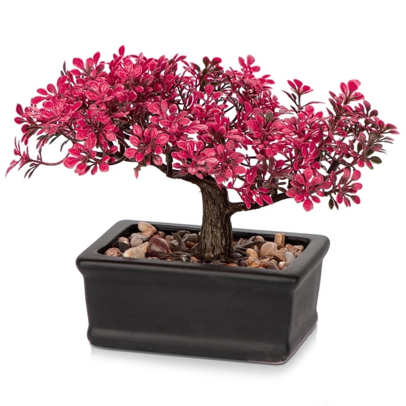 GnFlus Bonsai Tree Juniper Faux Plants Pink