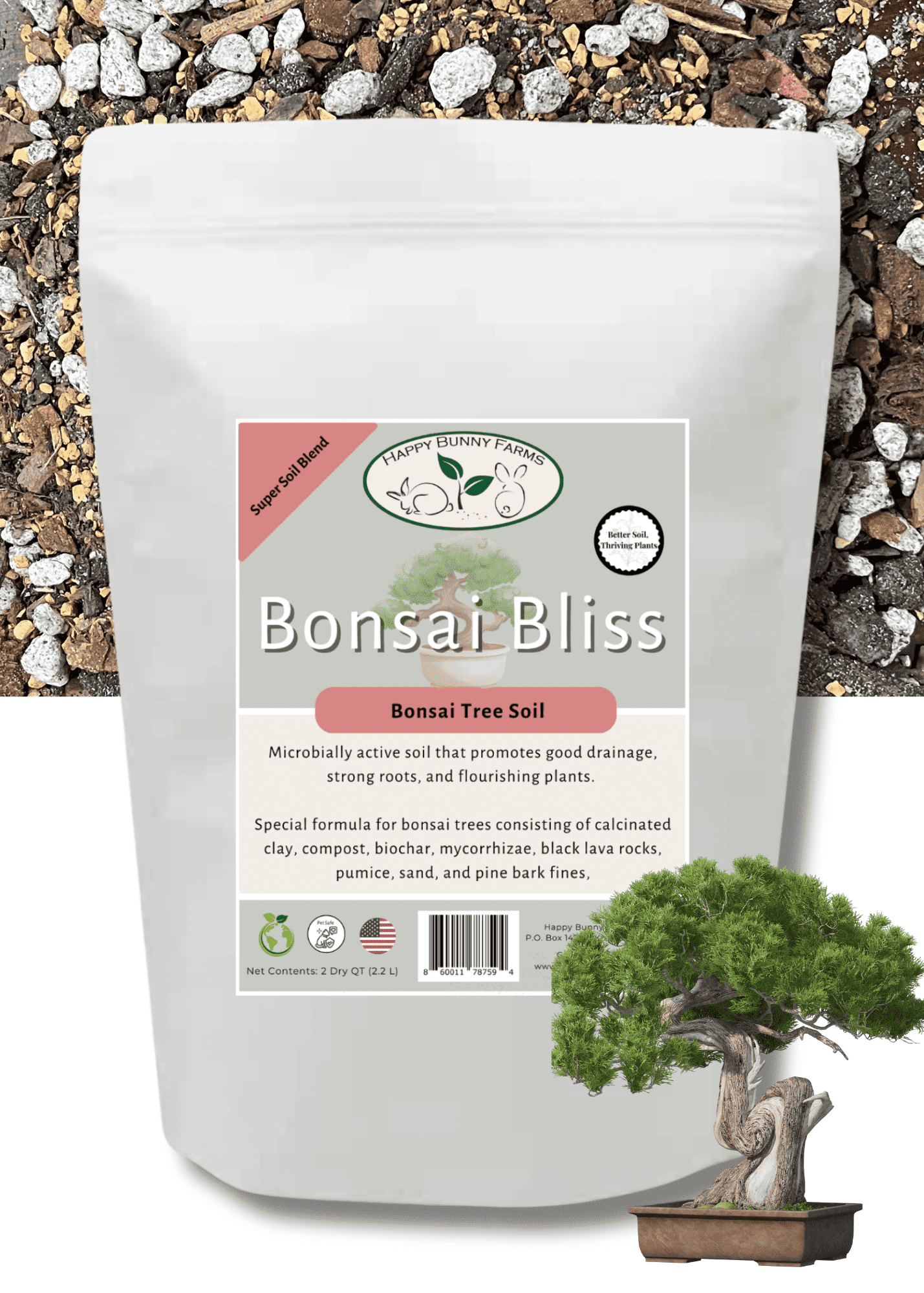 Bonsai Tree Potting Soil, 2qt Bag. With Biochar, Mycorrhizae, Lava Rocks,  Pumice, Pine Bark - Walmart.com