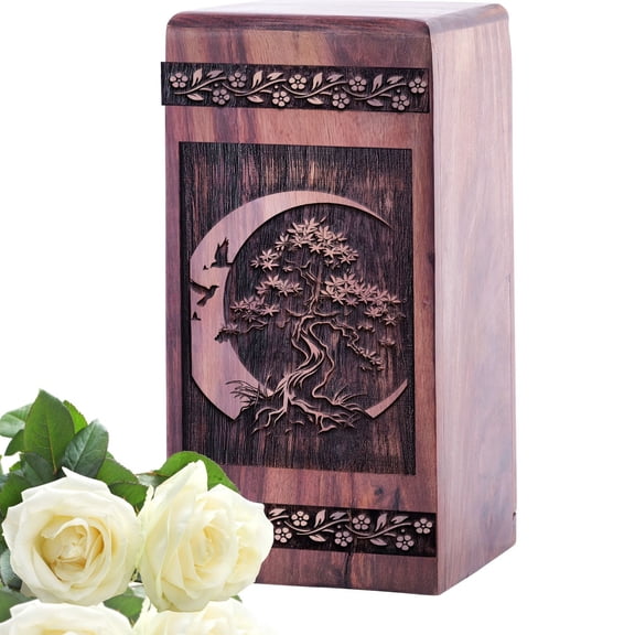 Bonsai Tree Urn - Small Keepsake Urns For Human Ashes - Cremation Urns For Men - Wooden Urns For Human Ashes Adult - Human Urns For Ashes Adult Female - Decorative Urn For Ashes - Burial Urn - 5 Inch