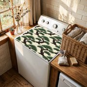 Bonsai Tree Washer and Dryer Topper Dustproof Dryer Top Protector Mat Non Slip Botanical Pine Evergreen Japanese Zen Cream Washing Machine Top Cover Pad for Laundry Room Kitchen 23.6" x 19.7"
