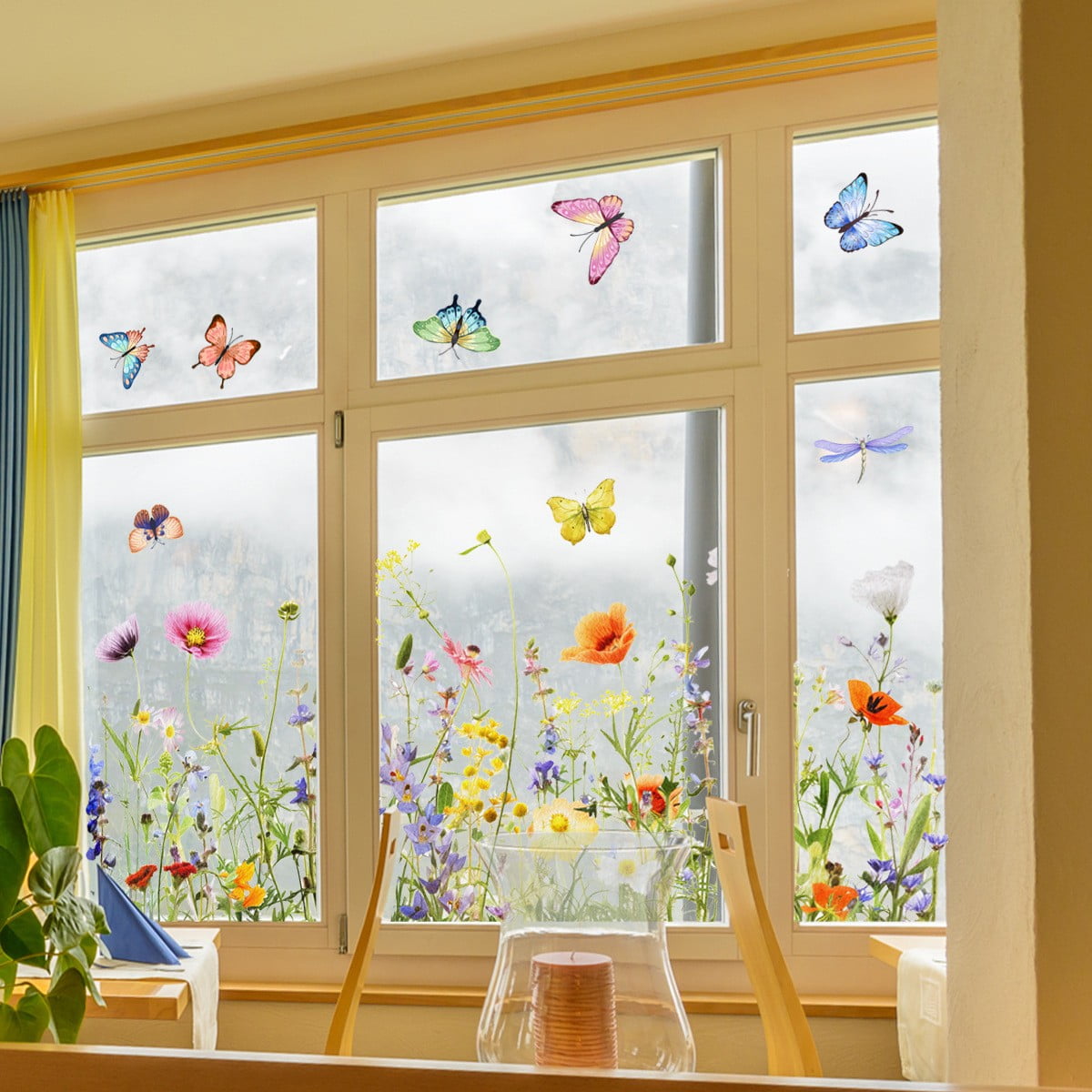 Curated visual reference: Decorative Recycled Glass Wall Decals Reference: Bonsai Window Stickers Double Sided Visible Glass Cling