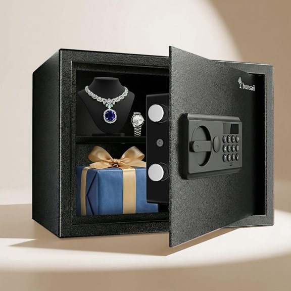 Bonsaii 0.6 Cu Ft Digital Security Safe Box with Removable Shelf and Keypad