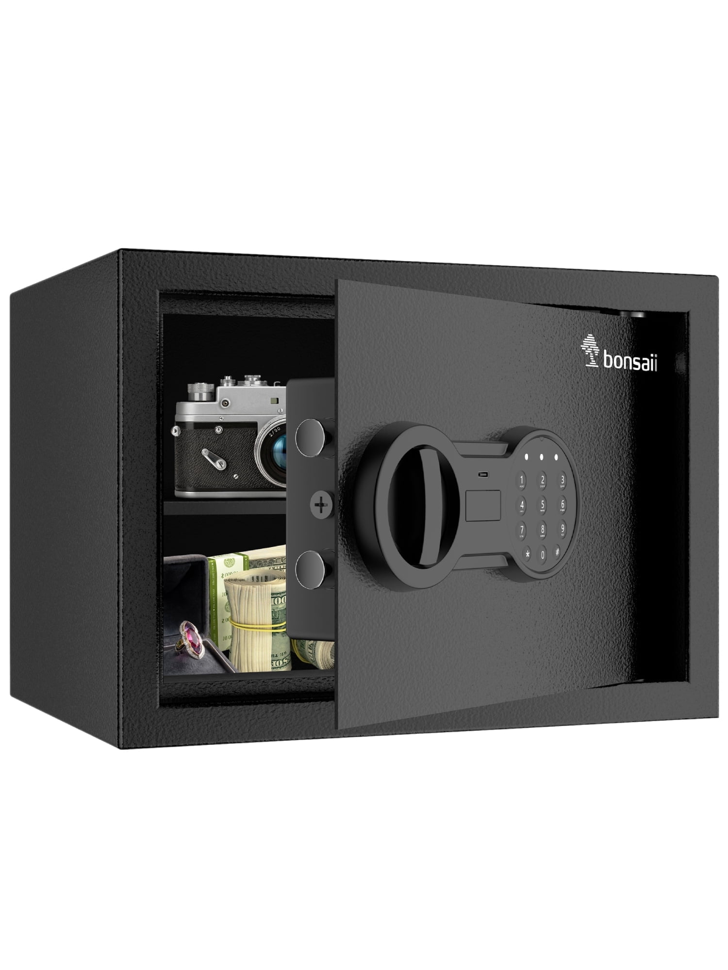 Bonsaii 0.6 Cubic Feet Safe Box with Electronic Digital Keypad for Home Office Hotel, Steel Lock Box with Removable Shelf for Cash Jewelry Documents