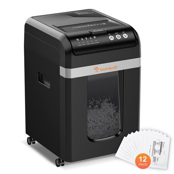 Bonsaii Commercial Grade 200-Sheet Auto Feed Micro-Cut Paper Shredder, 60-Minute/ 8 Gals Bin