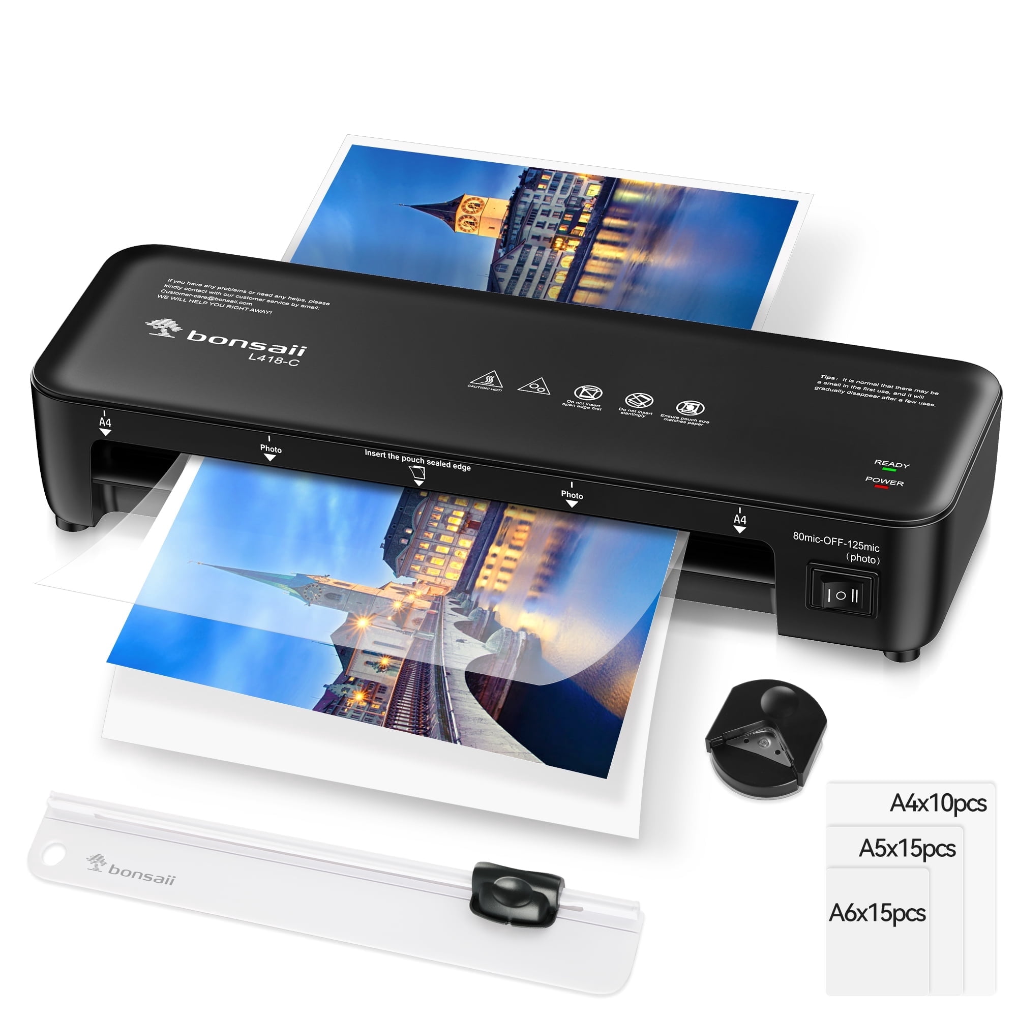 Bonsaii Laminator 9 inch A4 Thermal Laminating Machine with 40 Laminating Sheets, Paper Cutter and Corner Rounder