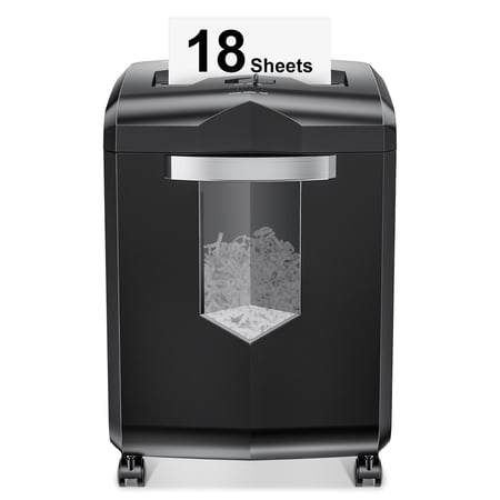 Bonsaii Paper Shredder 18-Sheet Cross Cut Shredder for Home Office with Wastebasket