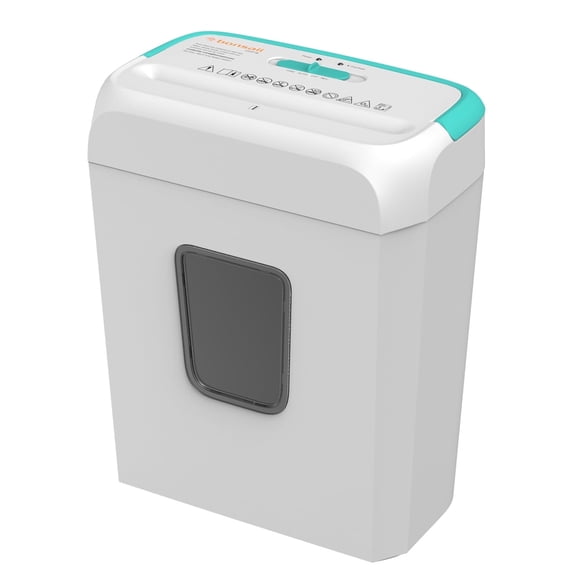 Bonsaii Secure Paper Shredder, 6-Sheet Capacity, Shreds Documents/Mail/Staples/Credit Cards, 3.4-Gallon Wastebasket, White & Blue