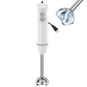 Bonsenkitchen 300W 2-Speed Immersion Hand Blender with Stainless Steel Blades for Soup, Smoothies, Purees and Baby Food, White