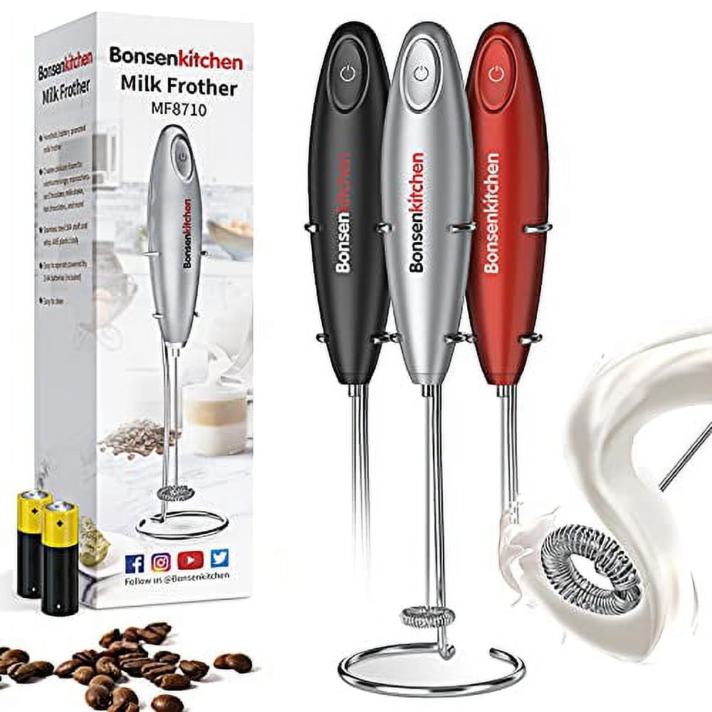 Bonsenkitchen Handheld Milk Frother, Electric Hand Foamer Blender for Drink  Mixer, Perfect for Bulletproof coffee, Matcha, Hot Chocolate, Mini Battery  Operated Milk Whisk Frother-Red - Yahoo Shopping