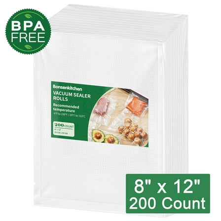 Bonsenkitchen Vacuum Seal Bags for Food 8" x 12"x 200, Vacuum Sealer Bags