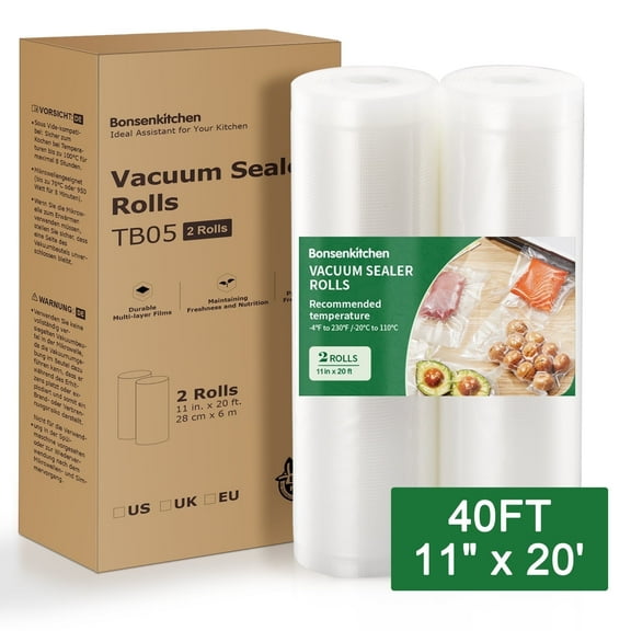 Bonsenkitchen Vacuum Seal bags Roll for food 11'' x 20' x 2 Packs, food saver bags