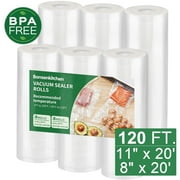 Bonsenkitchen Vacuum Sealer Bags for Food 6 Rolls (11" x 20' x 3 & 8" x 20' x 3), Vacuum Seal Bag for Food
