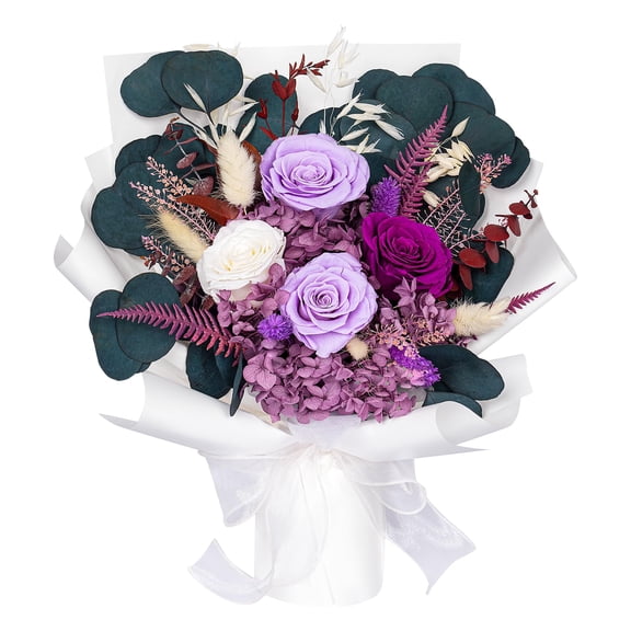 Bonsion Preserved Flowers Gifts for Women, Flower for Delivery, Purple Roses Gifts fo Her, Preserved Roses Bouquets, Birthday Gifts for Grandma, Mothers Day Flowers for Wife Y101
