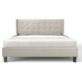 thumbnail image 1 of Bonsoir FULL Size Bed Frame Upholstered Traditional Low Profile Platform With Tufted Wing Back Headboard/No Box Spring Needed/No Bed Skirt Needed/Linen Fabric Upholstery/Color of Sand, 1 of 7