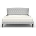 thumbnail image 1 of Bonsoir FULL Size Upholstered Traditional Low Profile Platform Bed Frame with Tufted Wing Back Headboard/No Box Spring Needed/No Bed Skirt Needed/ Linen Fabric Upholstery/Light Grey, 1 of 5