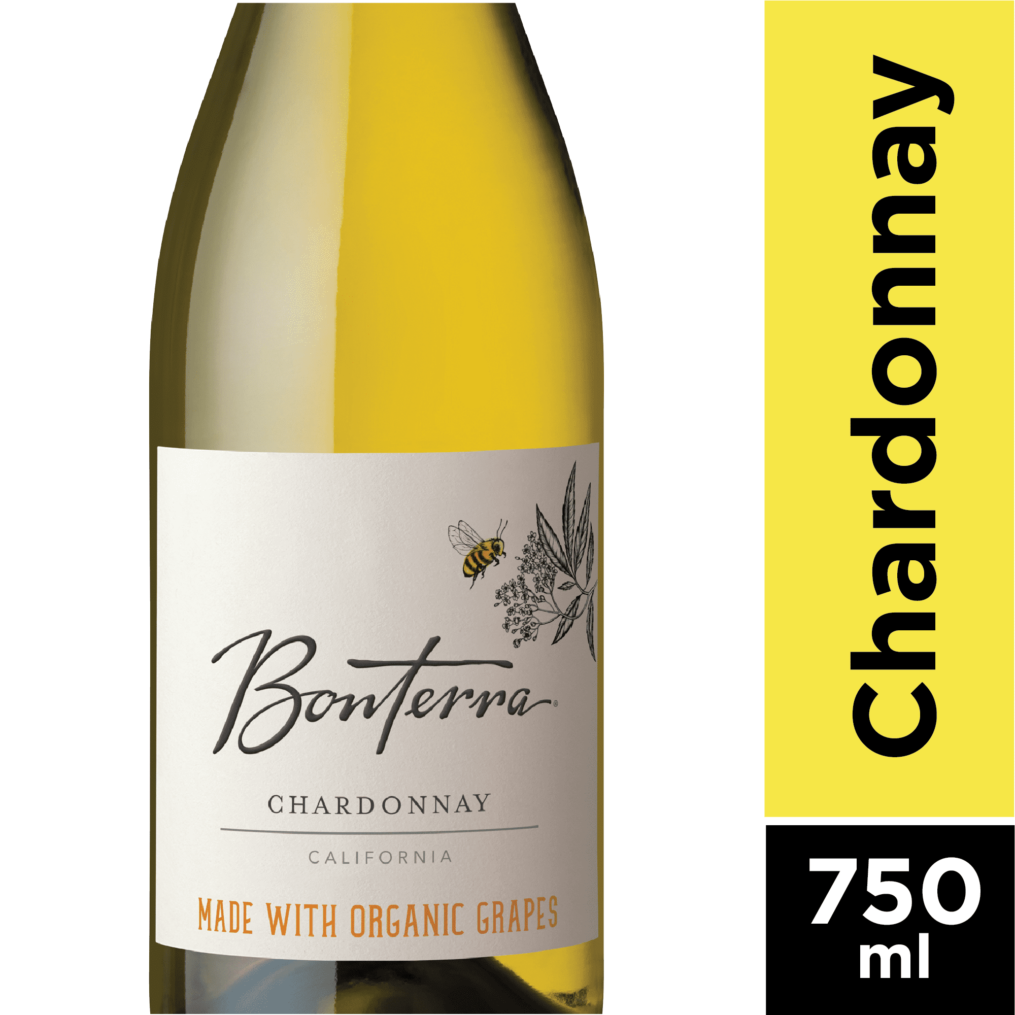 Bonterra Chardonnay California White Wine, 750 ml Glass Bottle, 14% ABV