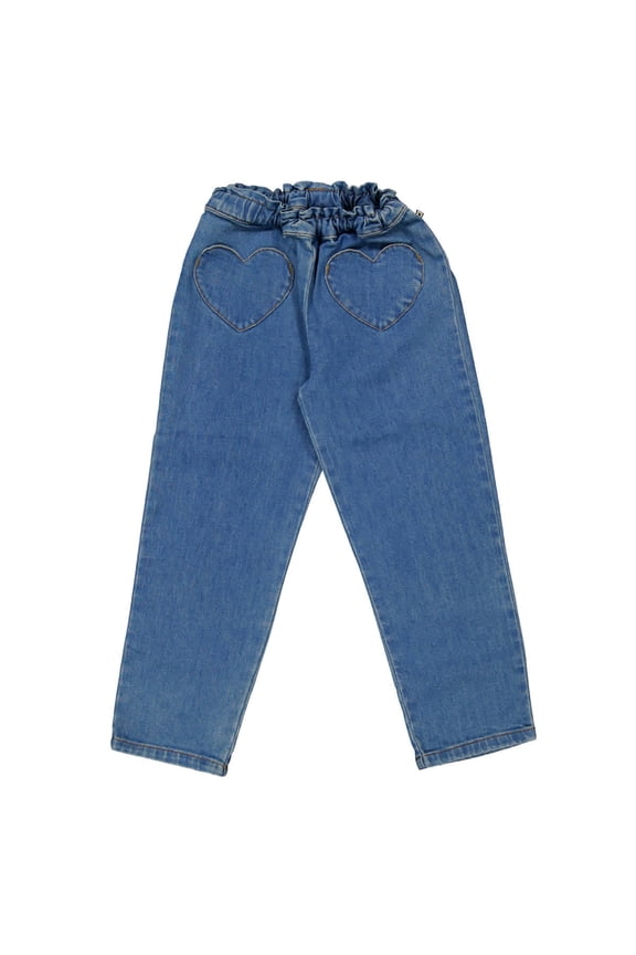 Kids Heart Embroidered Denim Jeans, Size 8Y