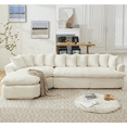 thumbnail image 1 of Bonuoke 127" Curved Sectional Sofa, L-Shape Modular Cloud Couch with 10 Pillows, 4-Seater High-Resilience Foam Upholstered Couches, No Assembly Required, Beige, 1 of 9