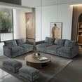 thumbnail image 1 of Bonuoke Modular Sectional Sofa Set, 5-Seat Corduroy Sectional Couch for Living Room with Reversible Ottoman, 109" 3-Seat Sofa + 75" Loveseat, Gray, 1 of 7