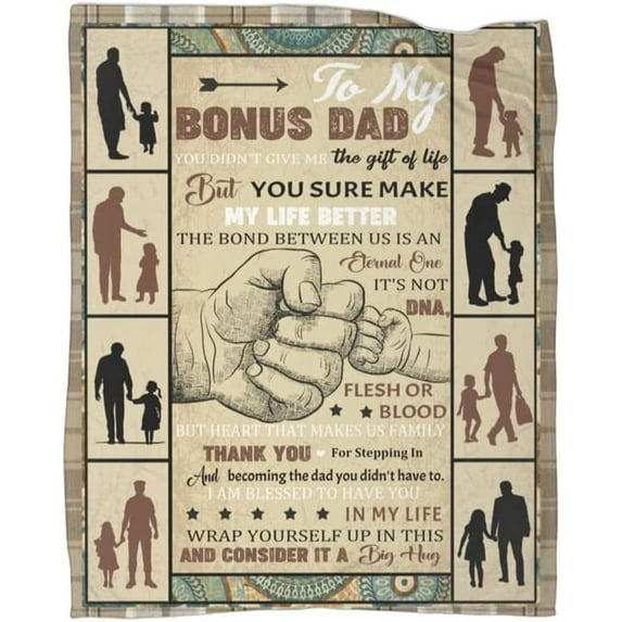 Bonus Dad Blanket Stepped Up Dad Blanket Stepdad Throws Bonus Dad Gifts Valentine''s Day Birthday Gifts 50"×60"