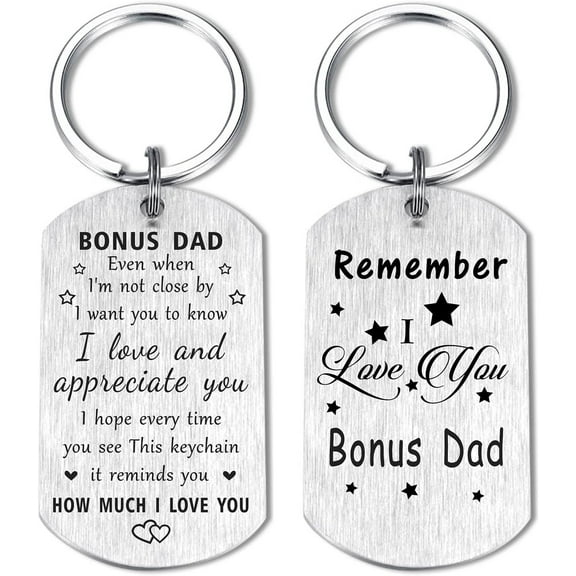 Bonus Dad Fathe's Day Gifts for Men- I Love My Stepdad Step Father Birthday Christmas Keychain