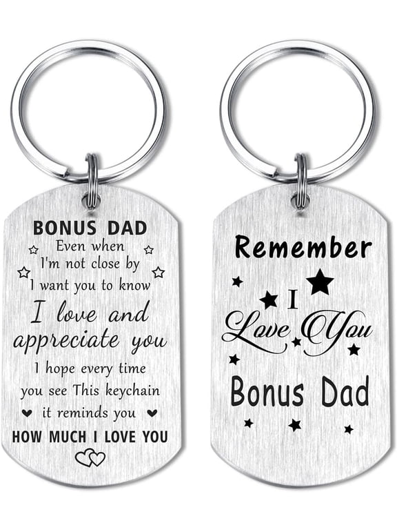 Bonus Dad Fathe's Day Gifts for Men- I Love My Stepdad Step Father Birthday Christmas Keychain
