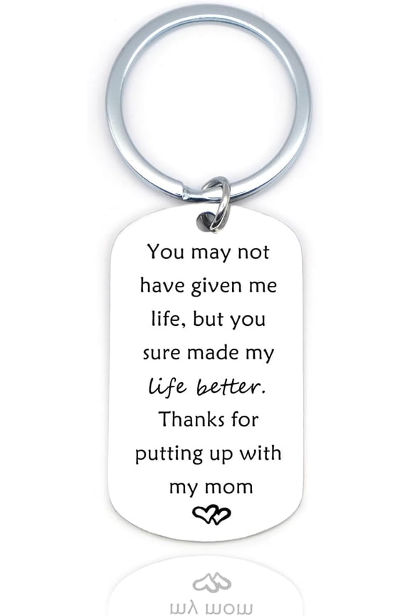Bonus Dad Father's Day Keychain Gifts from Daughter Son Birthday Gift for Stepdad Wedding Christmas Gift for Step Dad Father from Stepdaughter Stepson Stocking Stuffers