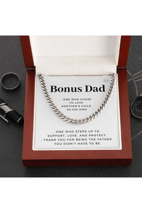 Bonus Dad Gift Link Chain Necklace, Gift for Stepdad, Stepfather, Stepped Up Dad, Father's Day, From Step Daughter Son, Birthday